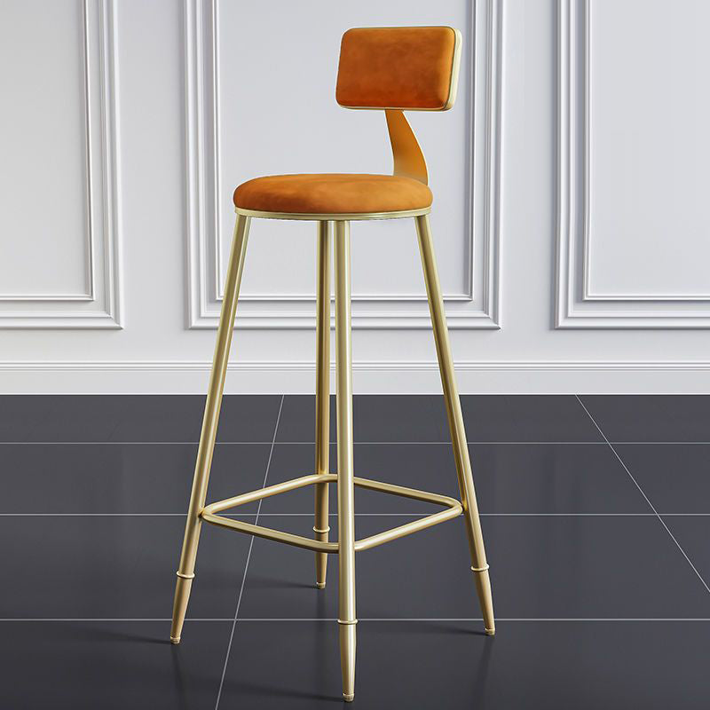 Minimalist Velvet Metal Low-Back Bar Stool