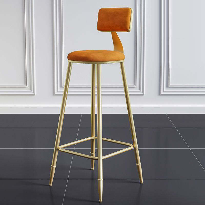 Minimalist Velvet Metal Low-Back Bar Stool