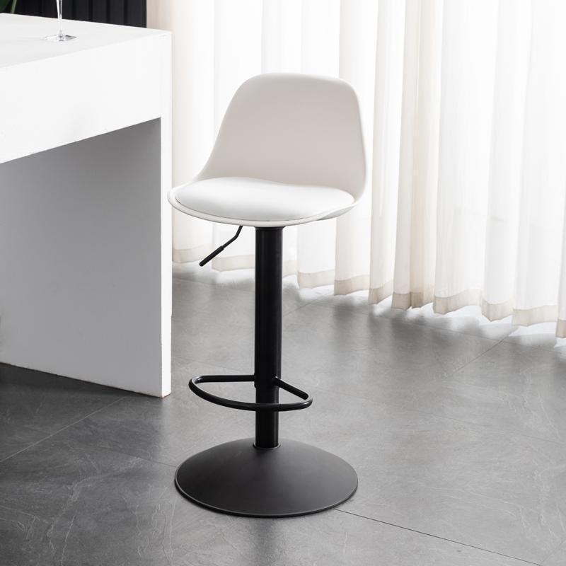 Scandinavian Curved PU Leather Adjustable Swivel Bar Stool