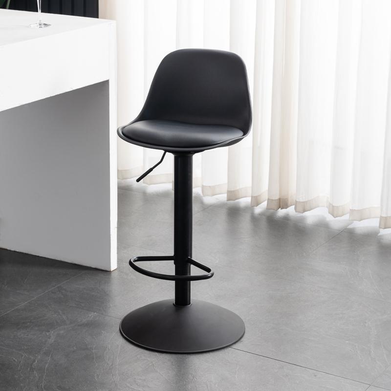 Scandinavian Curved PU Leather Adjustable Swivel Bar Stool