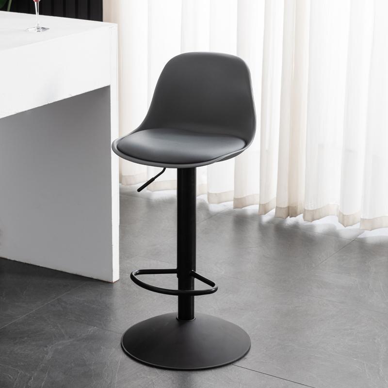 Scandinavian Curved PU Leather Adjustable Swivel Bar Stool