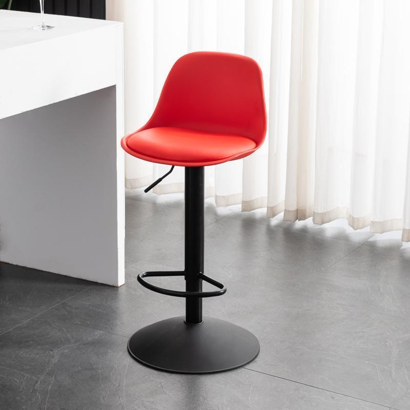 Scandinavian Curved PU Leather Adjustable Swivel Bar Stool