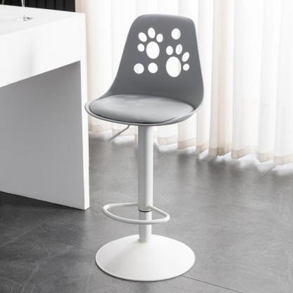 Scandinavian Curved PU Leather Adjustable Swivel Bar Stool — A - Gray Seat