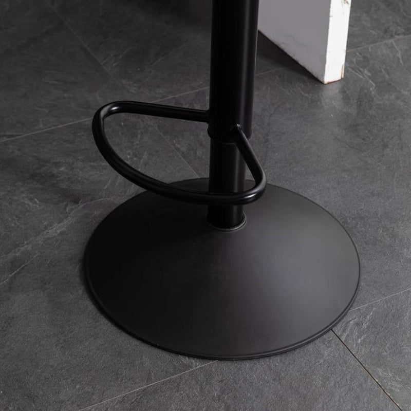 Scandinavian Curved PU Leather Adjustable Swivel Bar Stool — B - Red Seat