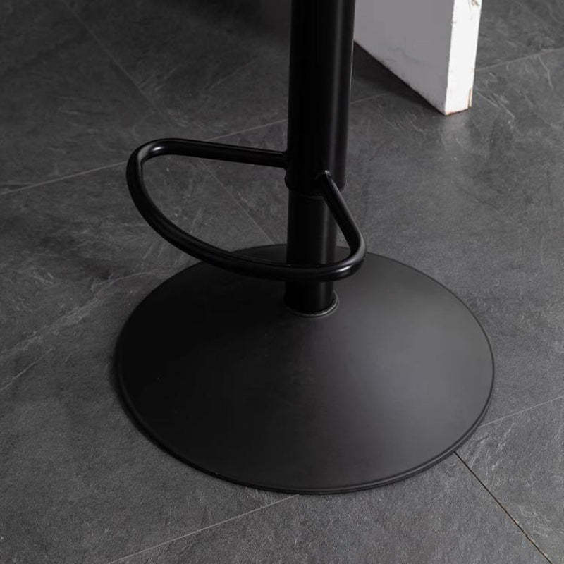 Scandinavian Curved PU Leather Adjustable Swivel Bar Stool — B - Red Seat