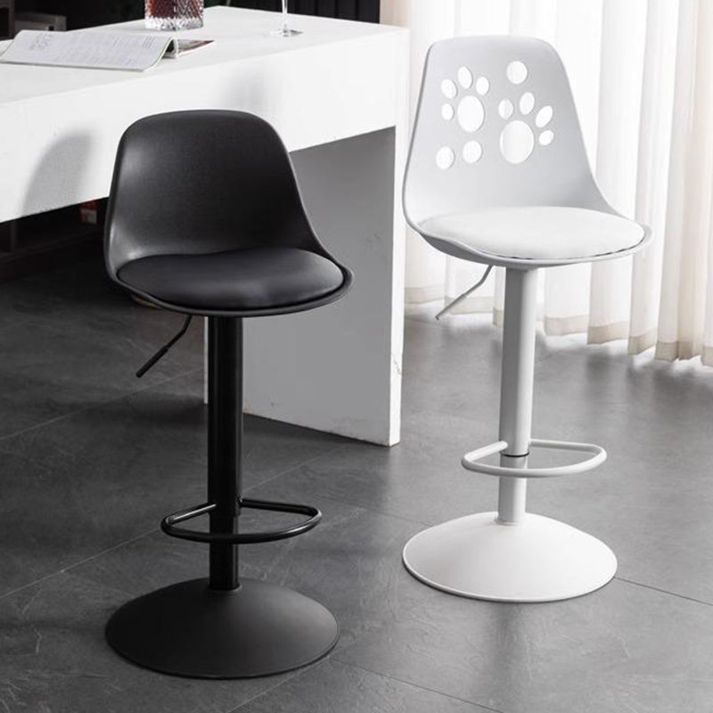 Scandinavian Curved PU Leather Adjustable Swivel Bar Stool
