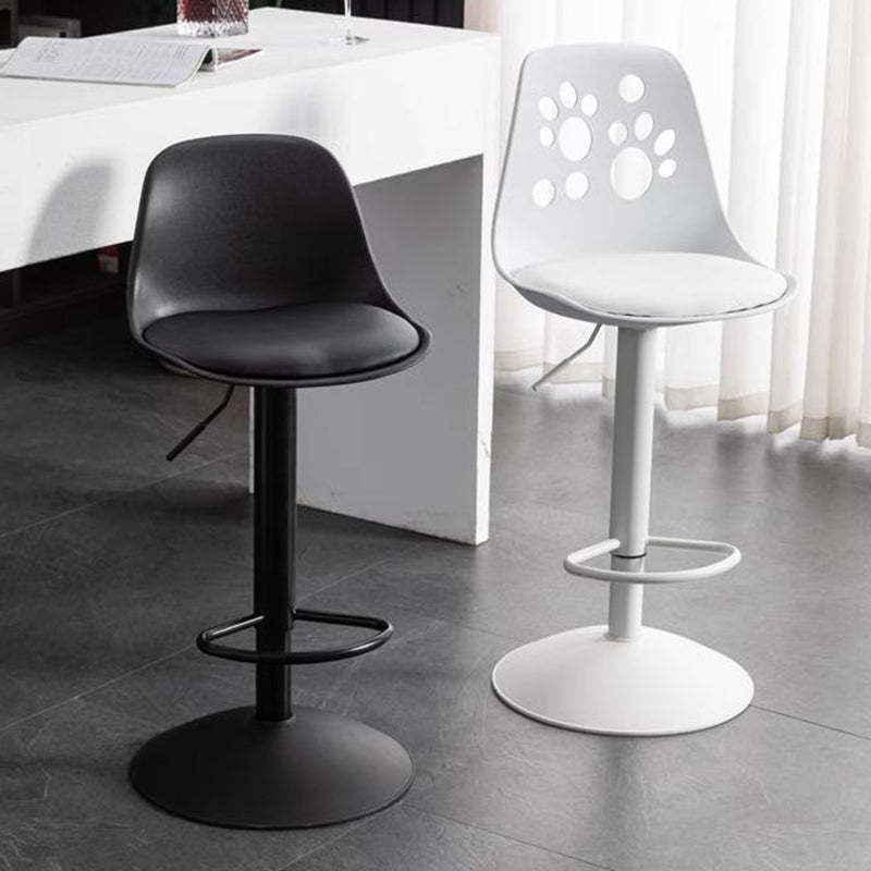 Scandinavian Curved PU Leather Adjustable Swivel Bar Stool