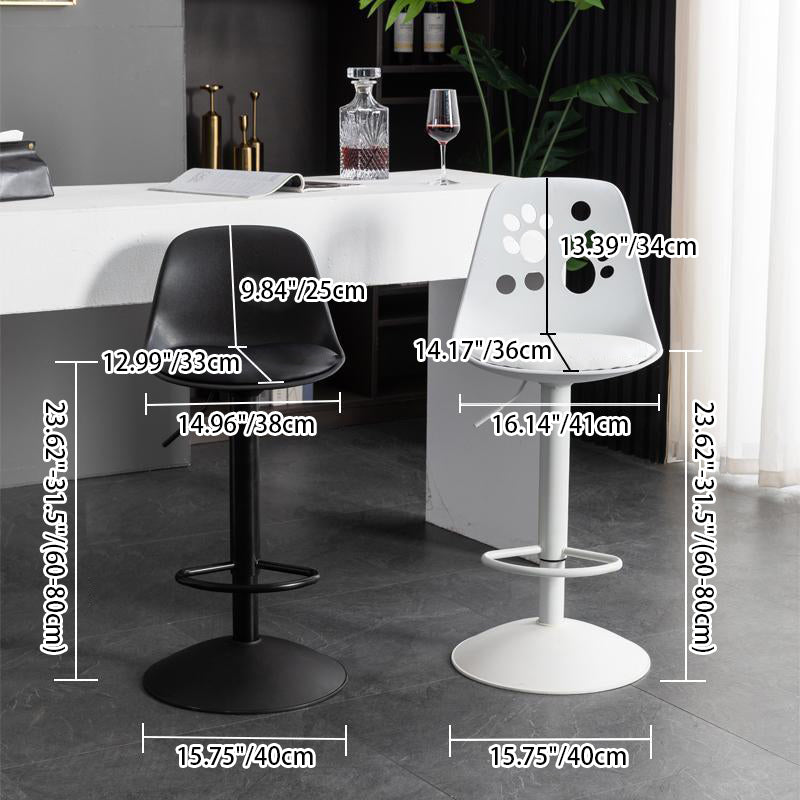 Scandinavian Curved PU Leather Adjustable Swivel Bar Stool — A - Yellow Seat