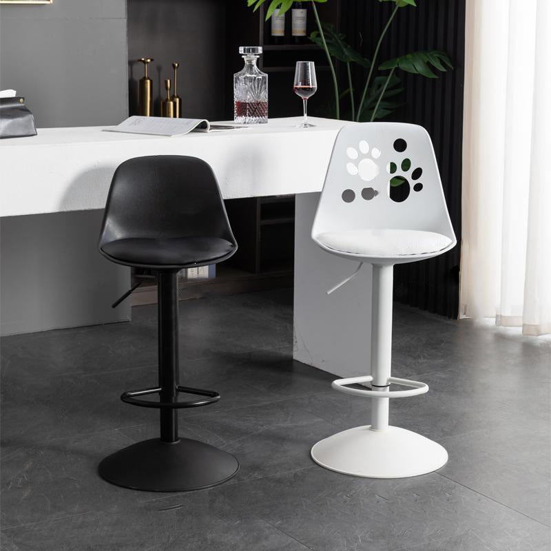 Scandinavian Curved PU Leather Adjustable Swivel Bar Stool
