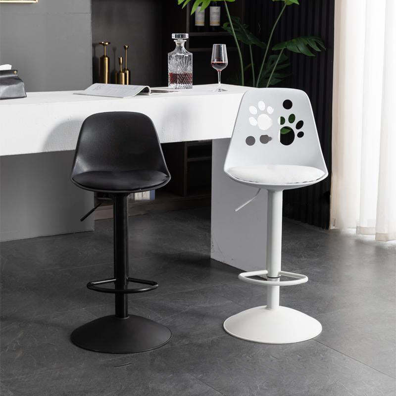 Scandinavian Curved PU Leather Adjustable Swivel Bar Stool