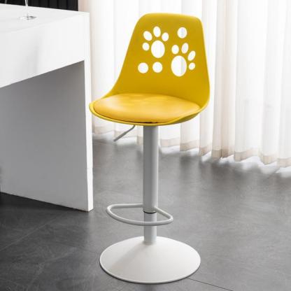 Scandinavian Curved PU Leather Adjustable Swivel Bar Stool — B - Blue Seat