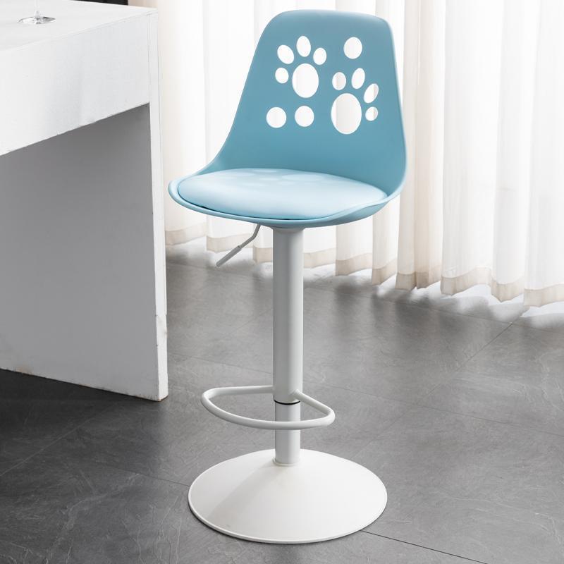 Scandinavian Curved PU Leather Adjustable Swivel Bar Stool