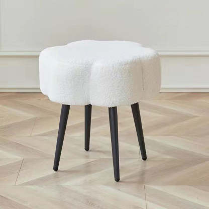 Cloud Lambswool Steel Low Stool — White