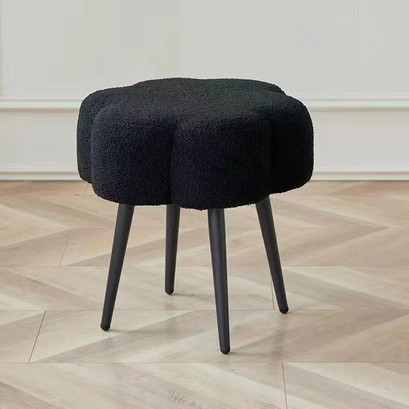 Cloud Lambswool Steel Low Stool — Black