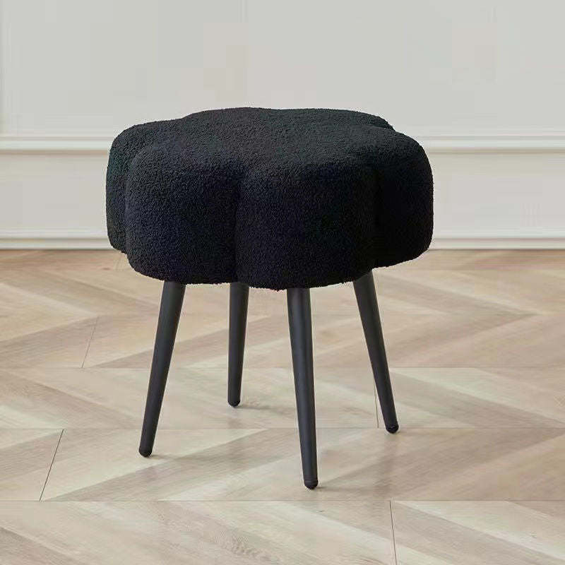 Cloud Lambswool Steel Low Stool — Black