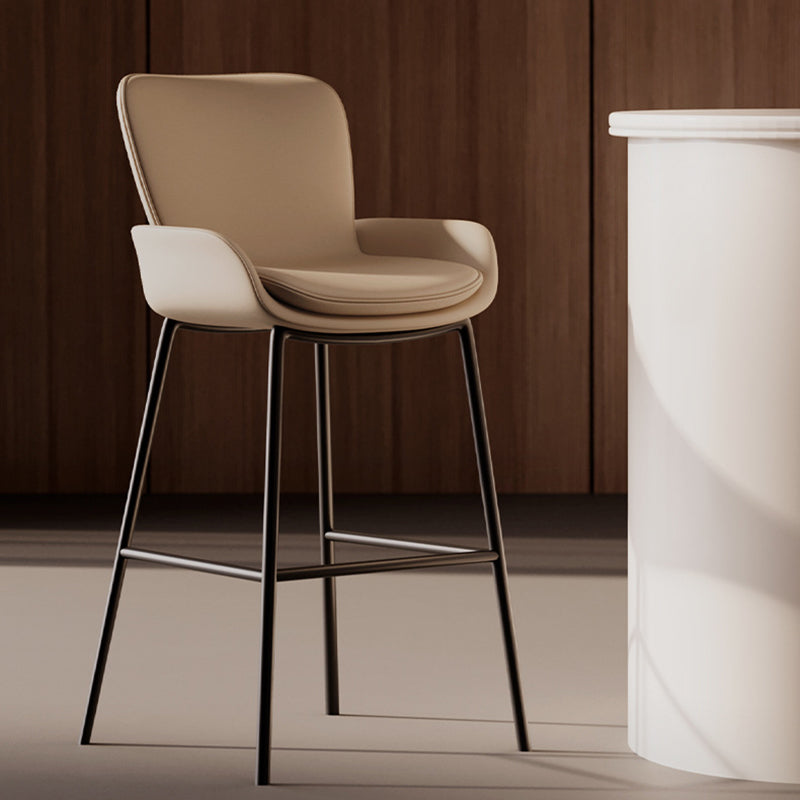 Scandinavian Leather Iron High Bar Stool