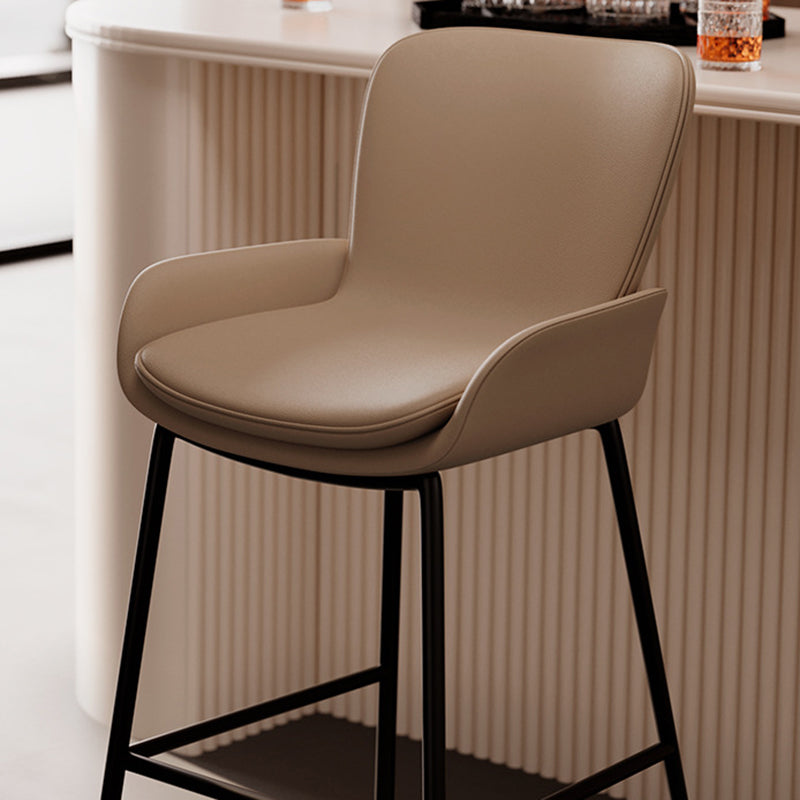 Scandinavian Leather Iron High Bar Stool