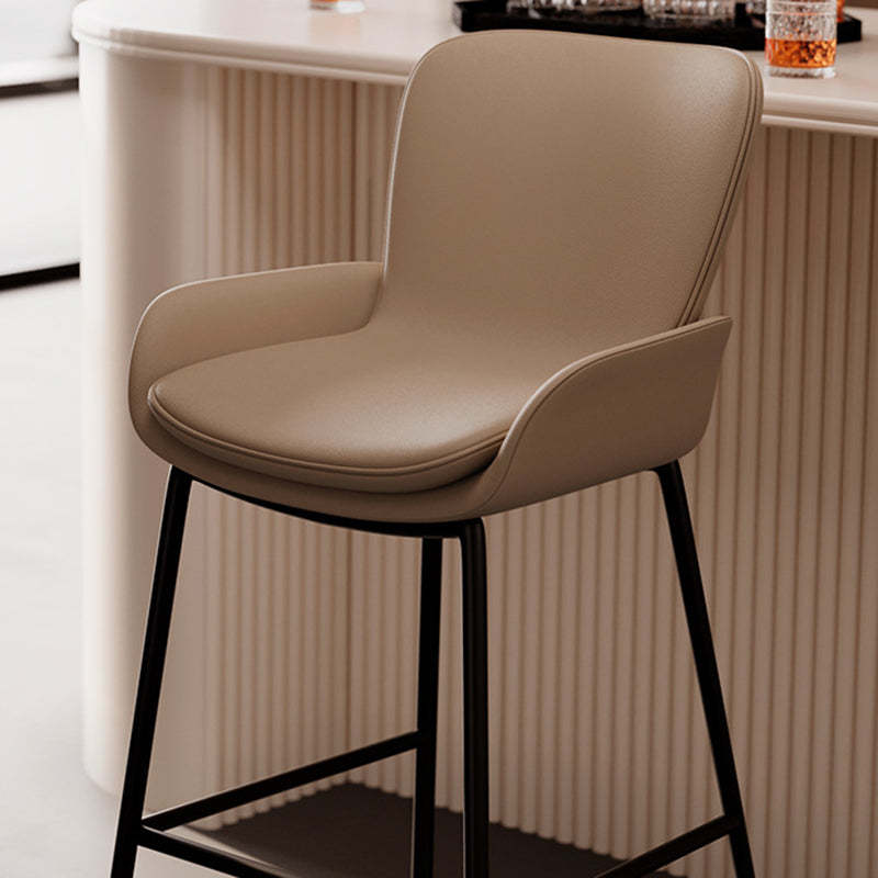 Scandinavian Leather Iron High Bar Stool