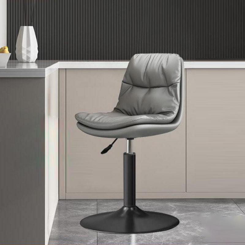 Contemporary Leather Round Metal Adjustable Swivel Bar Stool