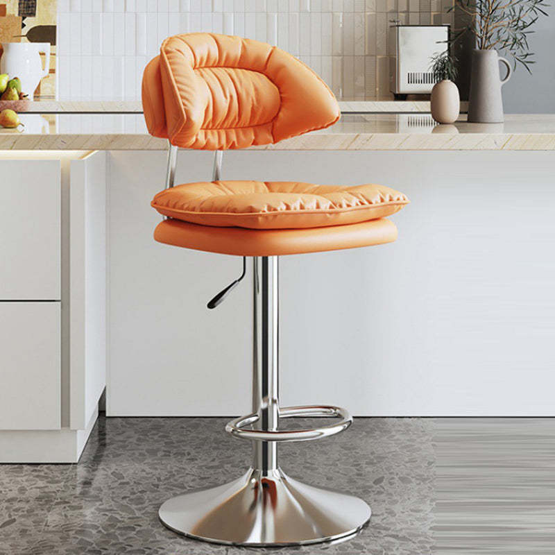 Footrest round metal bar & counter stools for dining room — Orange
