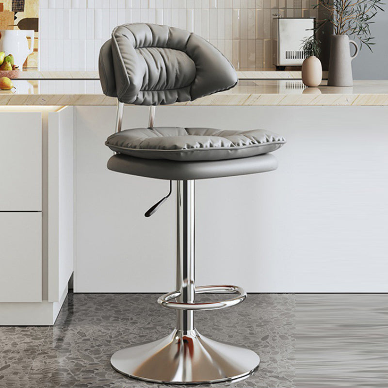 Nordic Fabric Round Metal Adjustable Bar Stool with Footrest