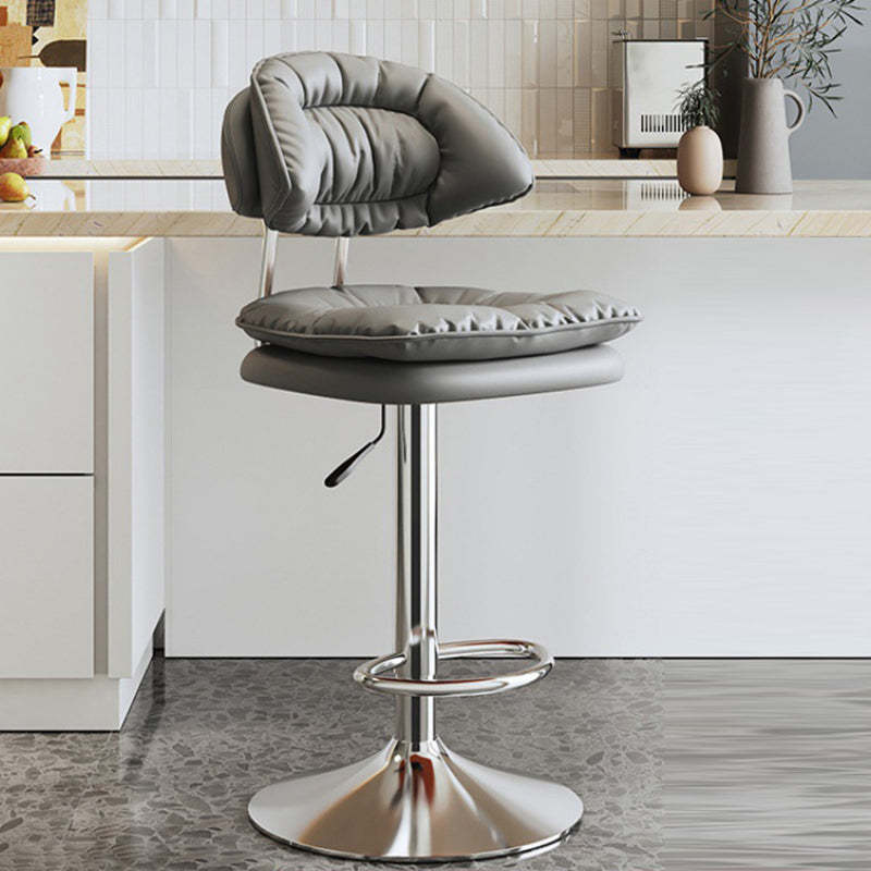 Nordic Fabric Round Metal Adjustable Bar Stool with Footrest