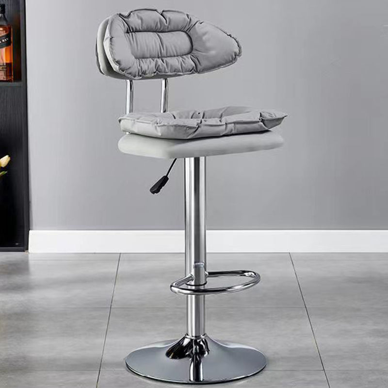 Nordic Fabric Round Metal Adjustable Bar Stool with Footrest