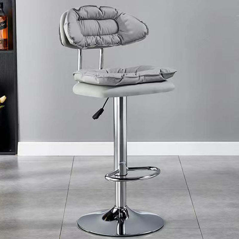 Nordic Fabric Round Metal Adjustable Bar Stool with Footrest