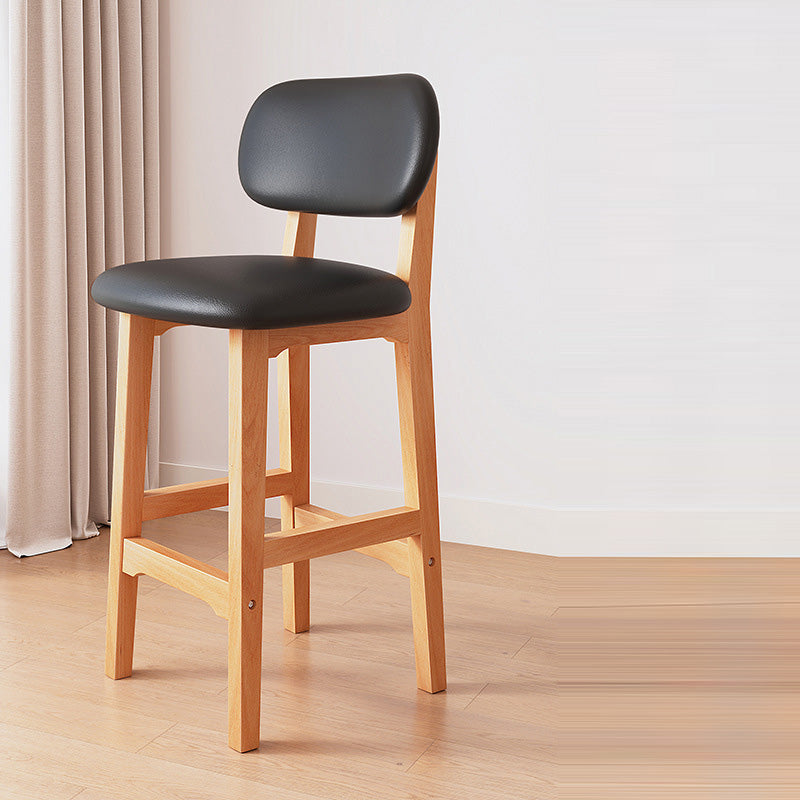 Japanese Wood PU Leather Bar Stool