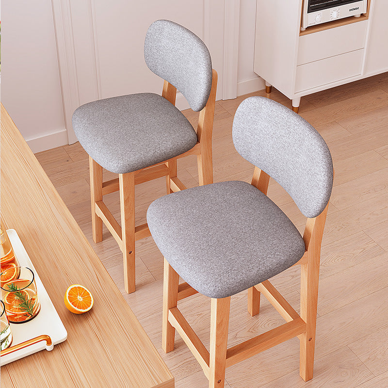 Japanese Wood PU Leather Bar Stool