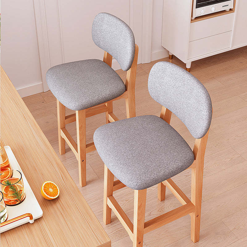 Japanese Wood PU Leather Bar Stool