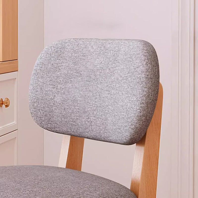 Japanese Wood PU Leather Bar Stool — Khaki Linen Seat