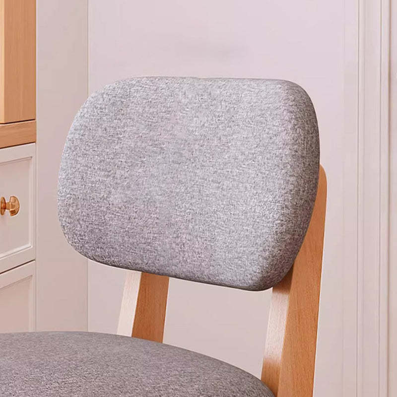Japanese Wood PU Leather Bar Stool — Khaki Linen Seat