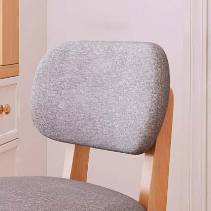 Japanese Wood PU Leather Bar Stool — Khaki Linen Seat