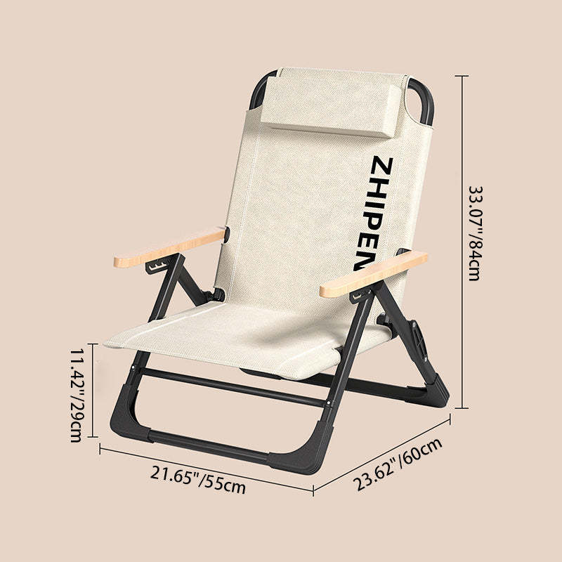 Contemporary Oxford Foldable Camping Chair — Black Cushion + Resin Armrest + Memory Headrest