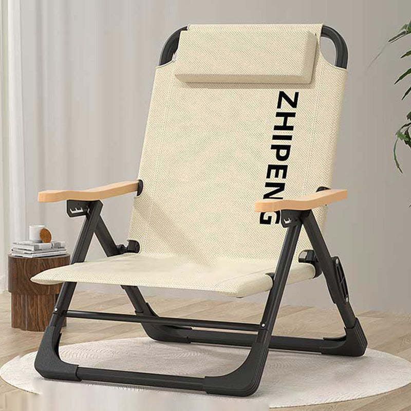 Contemporary Oxford Foldable Camping Chair — Yellow Cushion + Beech Wood Armrest + Memory Headrest