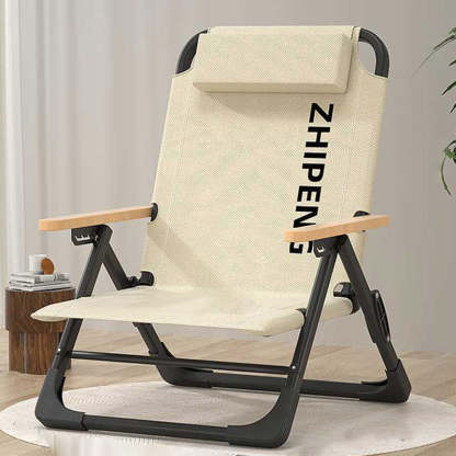 Contemporary Oxford Foldable Camping Chair — Black Cushion + Beech Wood Armrest + Memory Headrest