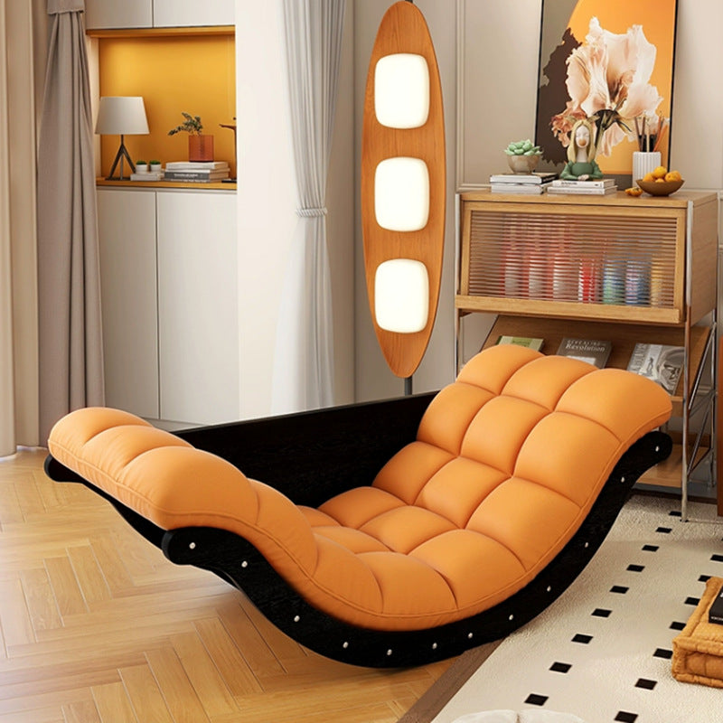 Nordic Curved Fabric Wood Recliner