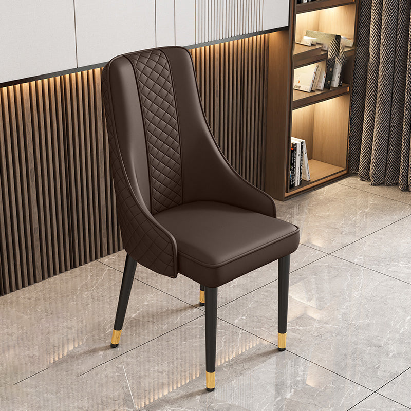 Luxury Curved Leather Steel Dining Chair