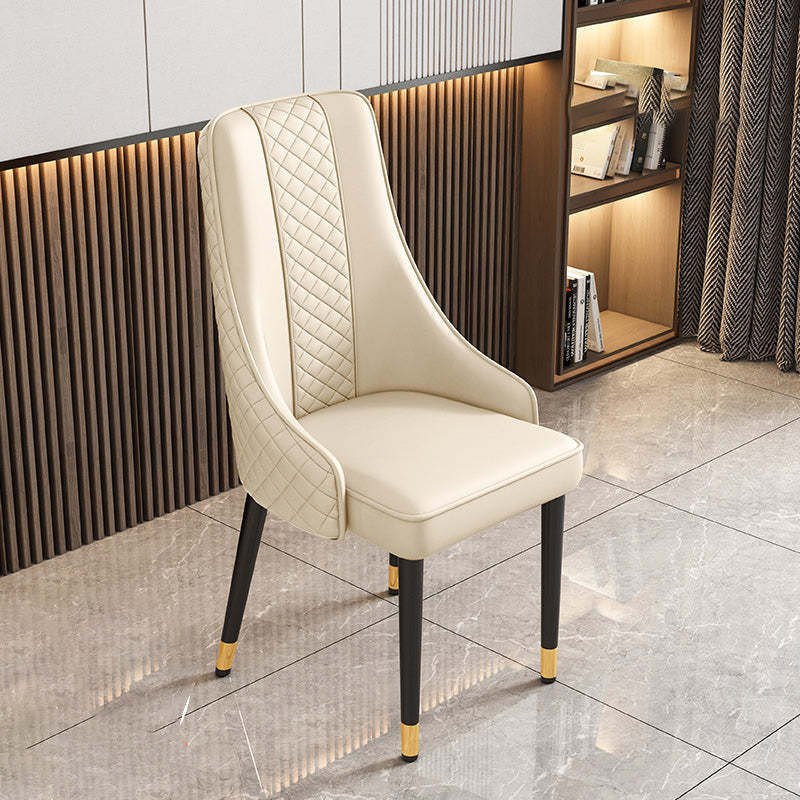 Luxury Curved Leather Steel Dining Chair