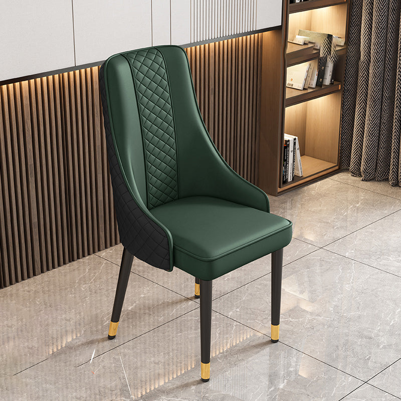 Luxury Curved Leather Steel Dining Chair