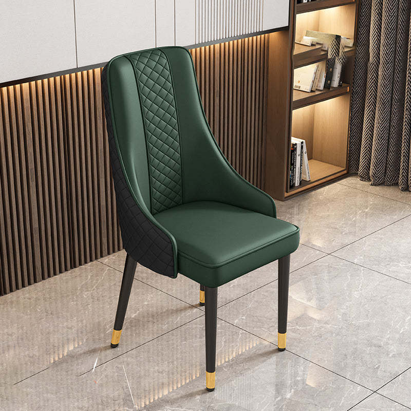 Luxury Curved Leather Steel Dining Chair