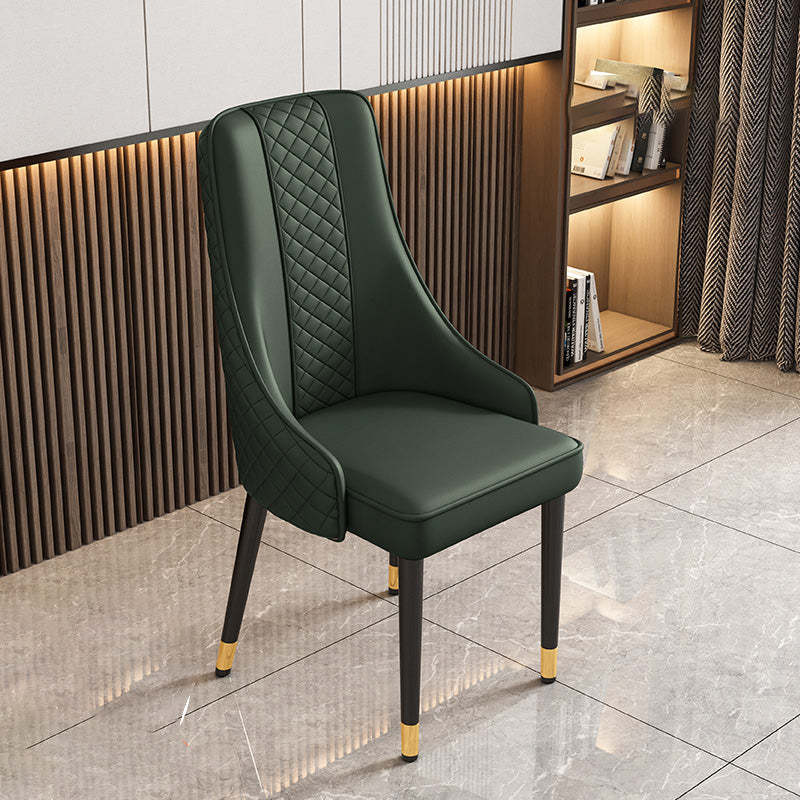 Luxury Curved Leather Steel Dining Chair