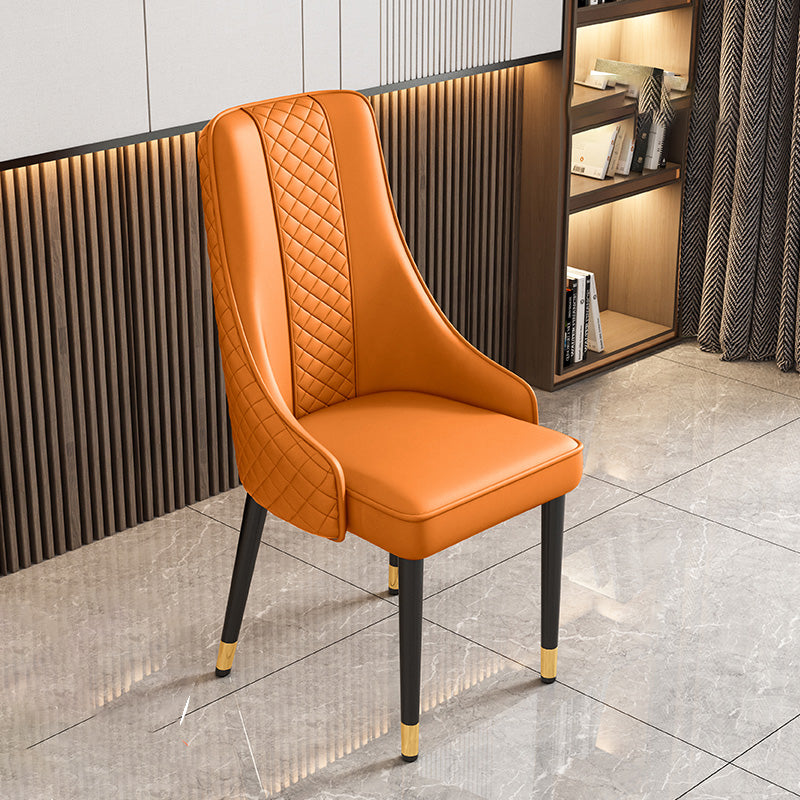 Luxury Curved Leather Steel Dining Chair