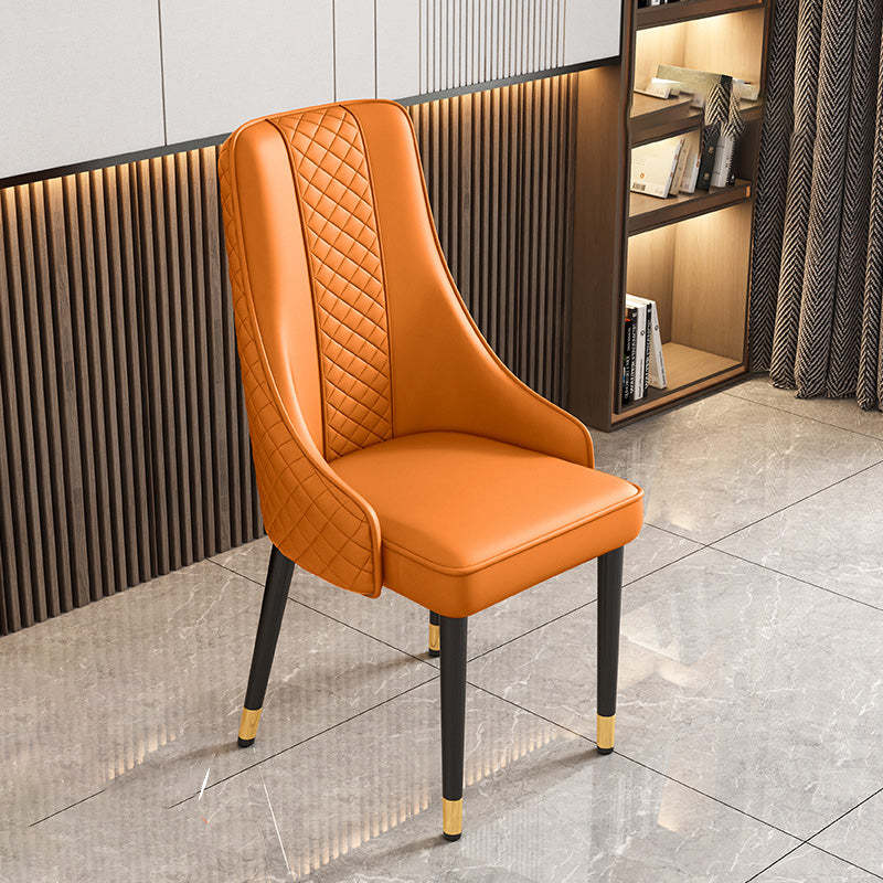 Luxury Curved Leather Steel Dining Chair