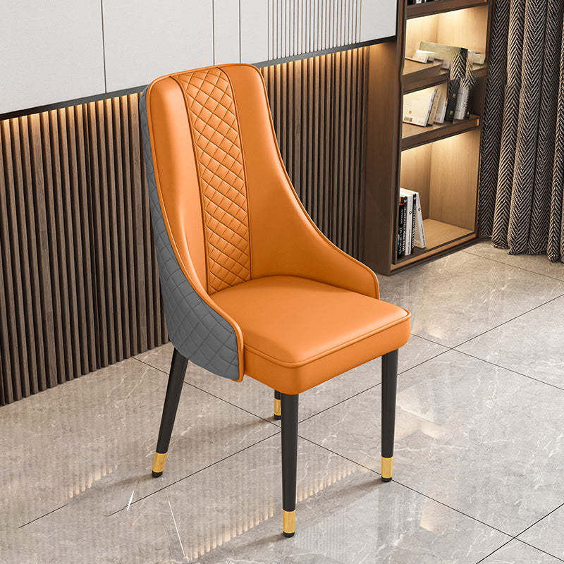 Luxury Curved Leather Steel Dining Chair