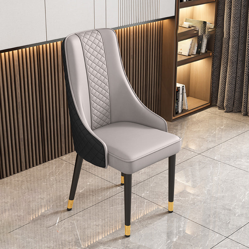Luxury Curved Leather Steel Dining Chair