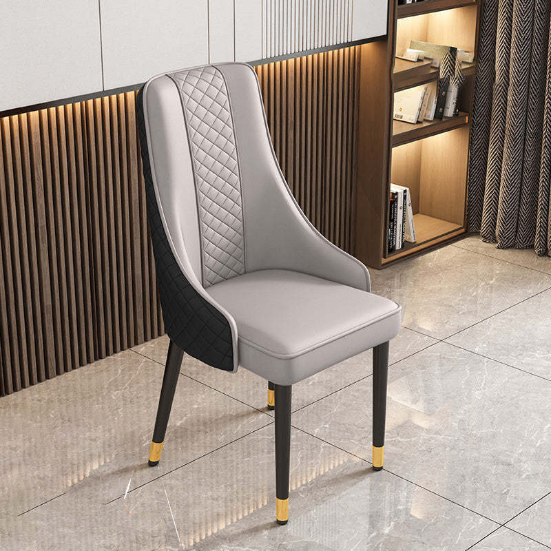Luxury Curved Leather Steel Dining Chair