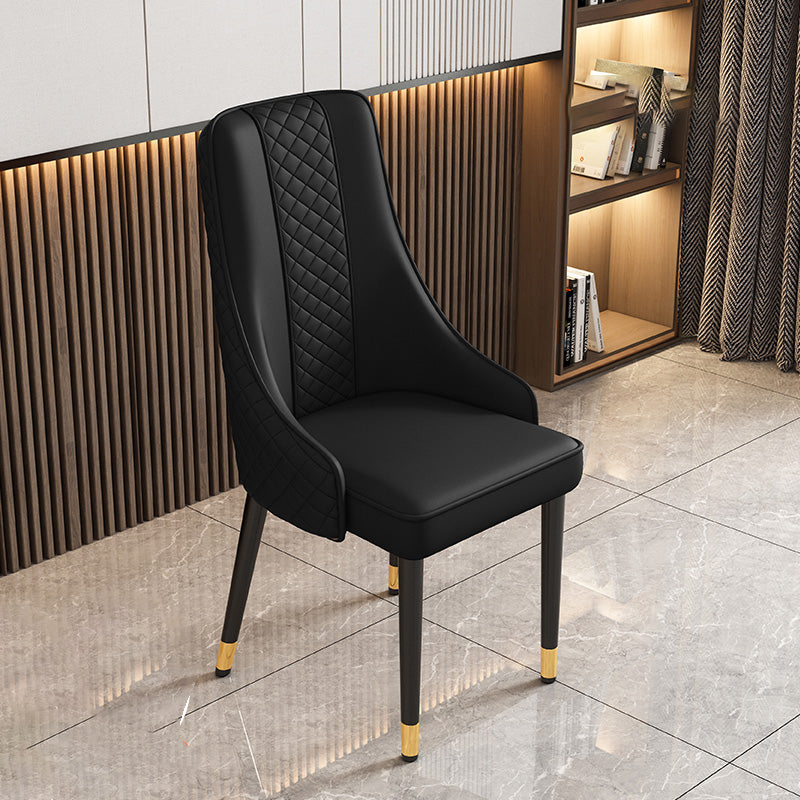 Luxury Curved Leather Steel Dining Chair