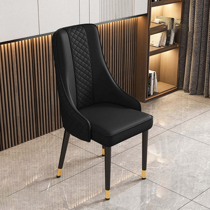 Luxury Curved Leather Steel Dining Chair